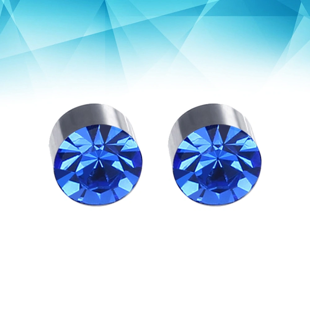 1pair Magnet Colorful Diamond Stud Earring Slimming Weight Loss Anti Cellulite for Men Women Health Care Iron Ear Nail Products(Royal Blue)