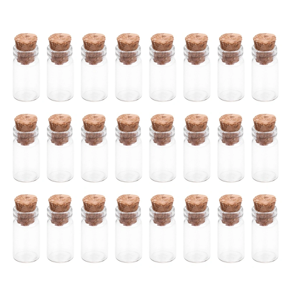 1 Pack 30pcs 1.5ml Clear Small Mini Glass Jars with Cork Stoppers DIY Wish Bottles For Message Weddings Wish Party Favors (As Shown )