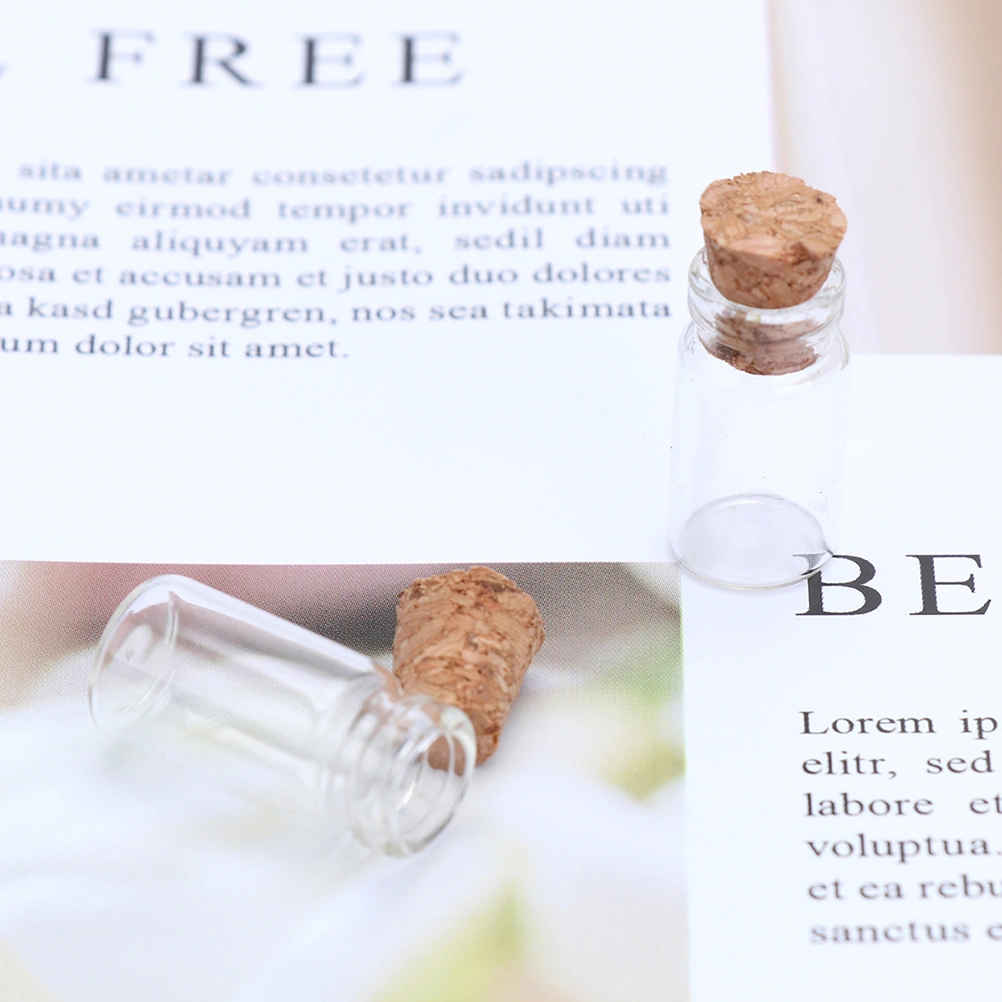 1 Pack 30pcs 1.5ml Clear Small Mini Glass Jars with Cork Stoppers DIY Wish Bottles For Message Weddings Wish Party Favors (As Shown )