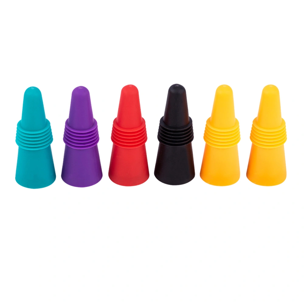 6pcs Silicone Sealed Wine Bottle Stopper Plug Sealed Simple Shape Design for Bottle (Random Color)