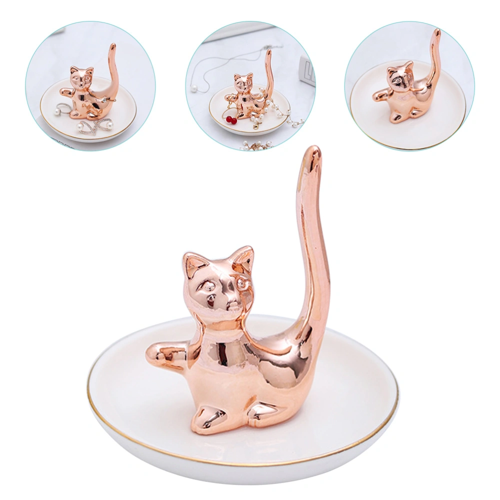 Ceramic Cat Ring Holder Jewelry Tray Trinket Dish Ring Dish Home Decoration