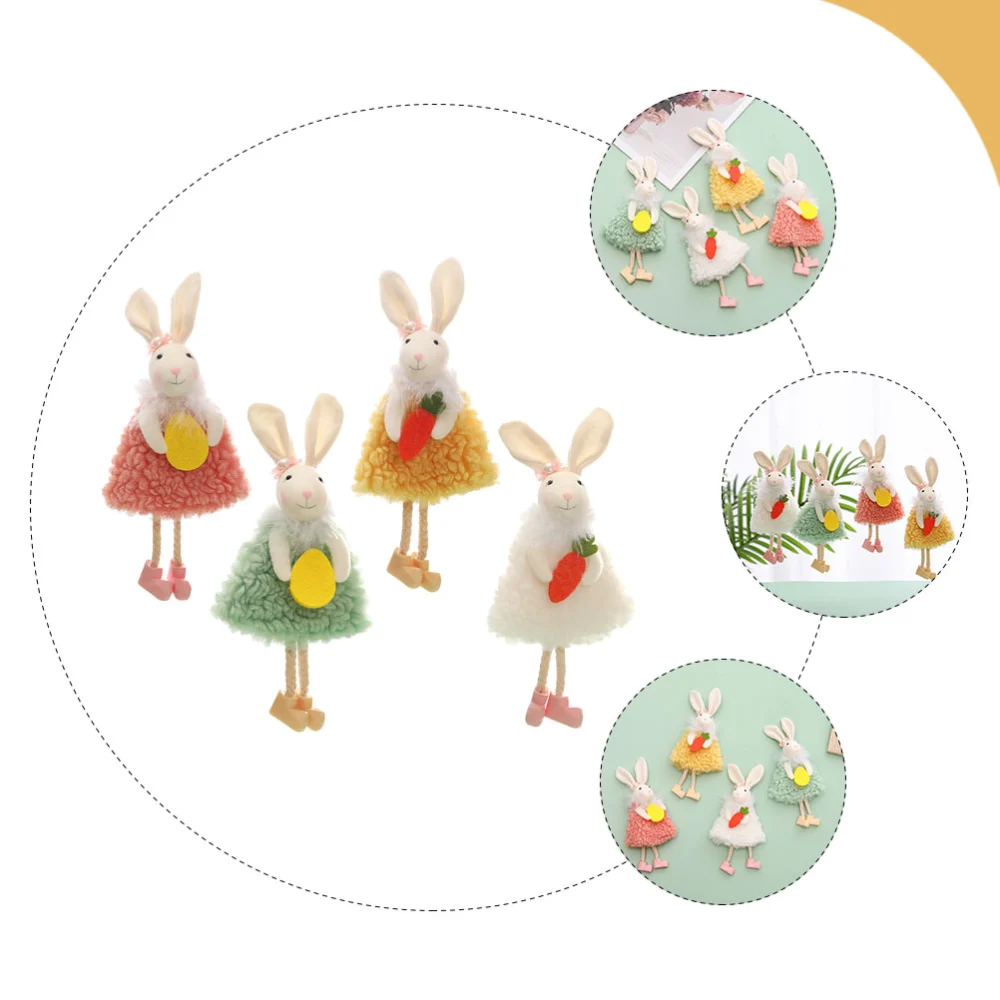 4Pcs Easter Bunny Modeling Doll Pendant Home Garden Decoration Pendant for Decor