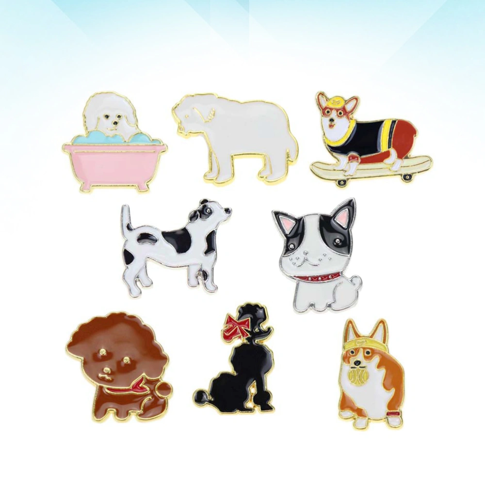 8pcs Cartoon Dog Shape Brooch Alloy Brooch Elegant Badge Creative Brooch Pin Birthday Gift for Party Banquet (Mixed Style)