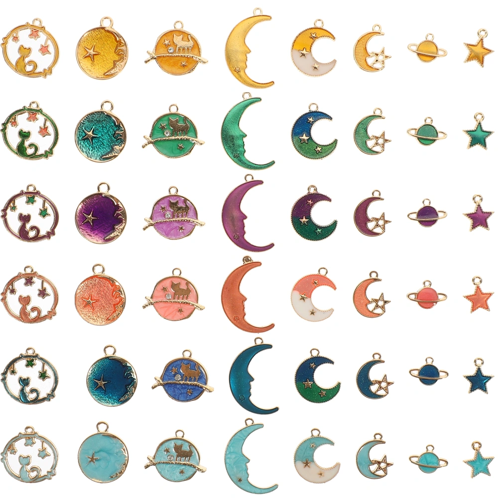 48pcs Moon Star Planet Design Alloy Charms Alloy Jewelry Pendants Alloy Pendants