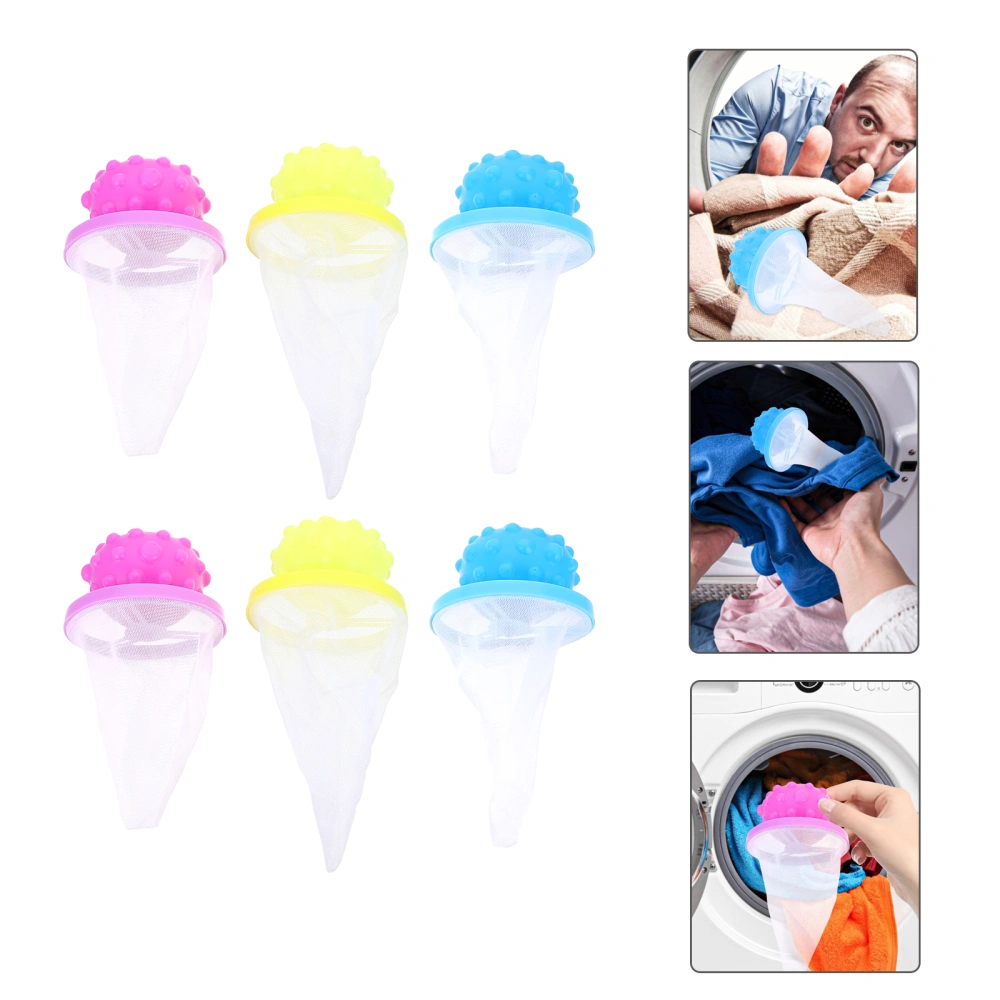 6pcs Practical Hair Filter Bag Washer Mesh Pouch Washing Machine Hair Catcher