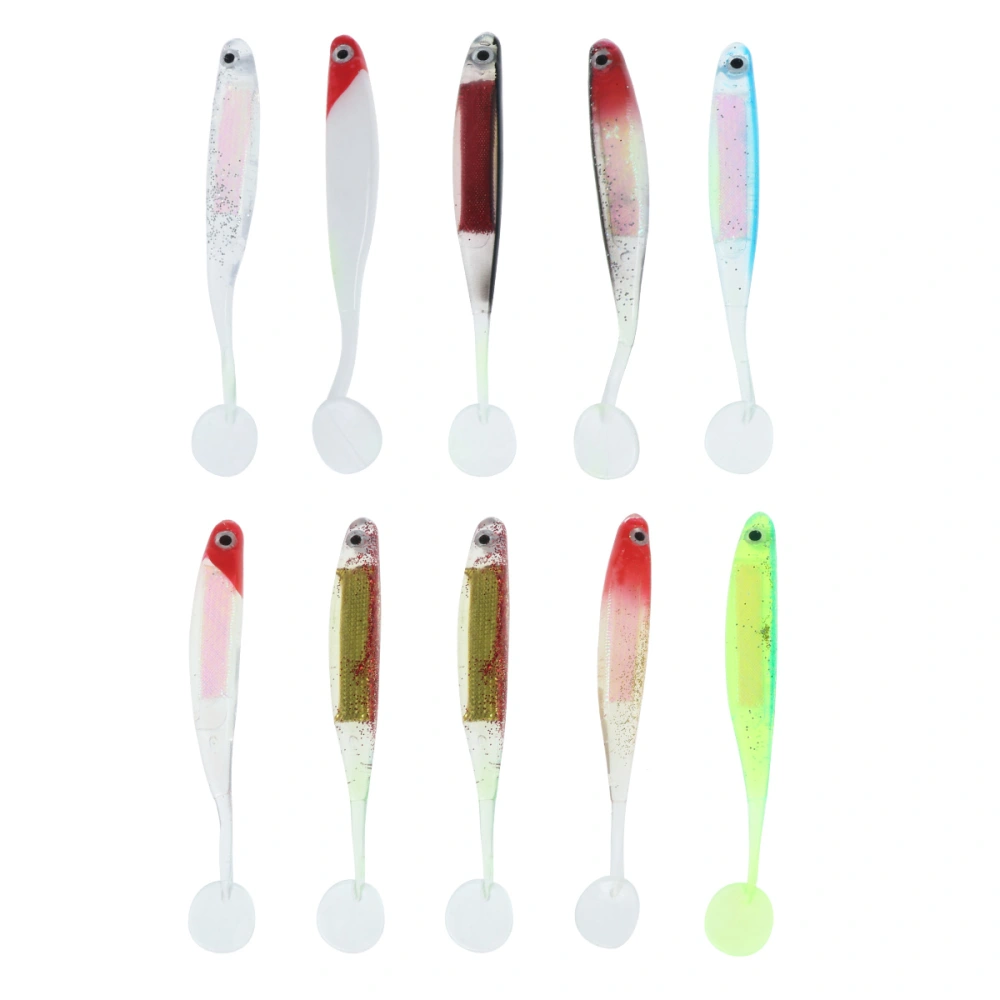 10pcs 10cm T Tail Rainbow Fish Fake Bait Bionic Bait Luya Bait Artificial Lures Hook Fishing Accessories for Fishing