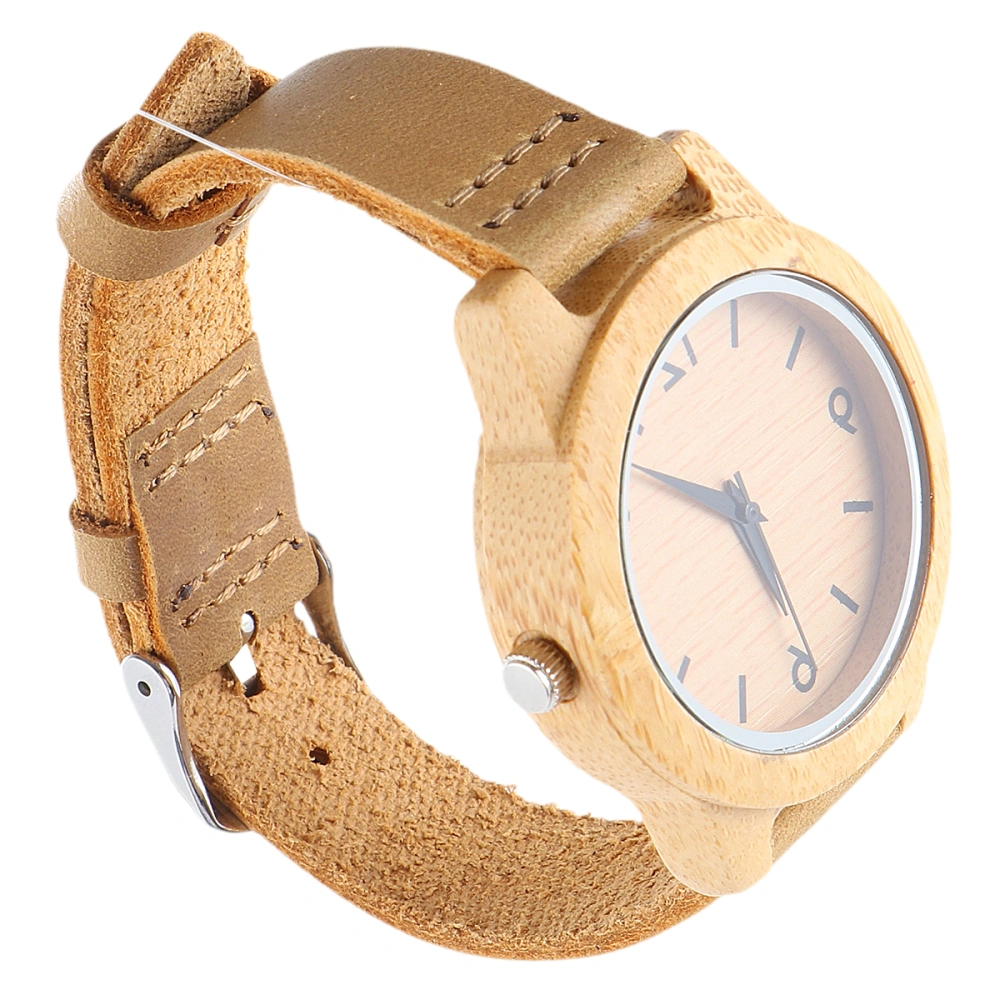 Watch Leather Strap Quartz Wristwatch Creative Carbonized Bamboo  Couple Watch