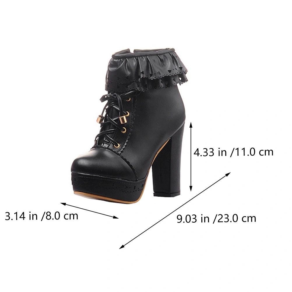 1 Pair of Woman's Short Tube Boots Chunky Heel Boots Lady's Autumn High Heels