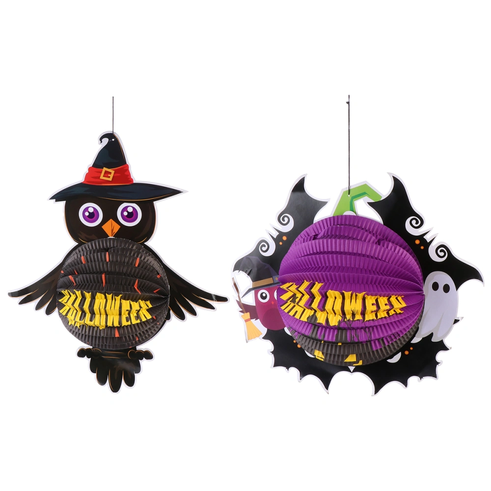 2pcs Honeycomb Ball Lantern Halloween Funny Lantern Halloween Ornament for Party