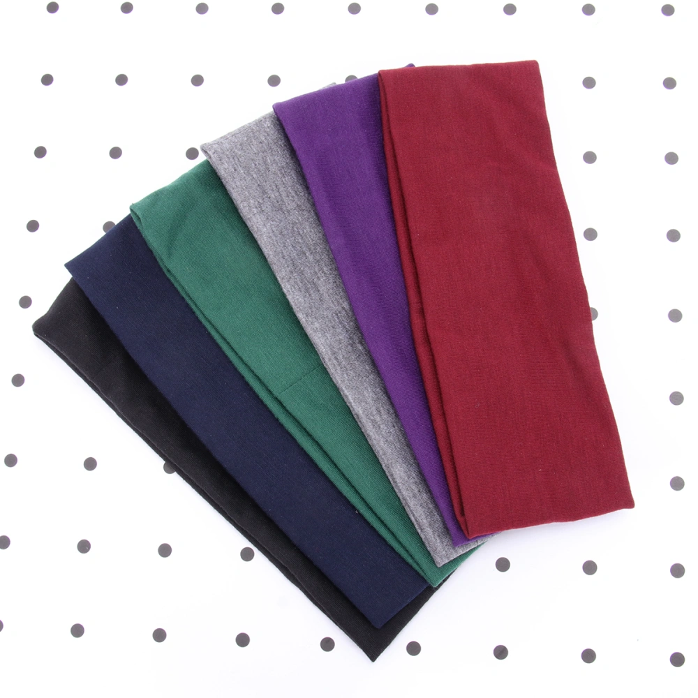 6-Piece Cotton Elastic Stretch Yoga Headbands (Random Assorted Colors)