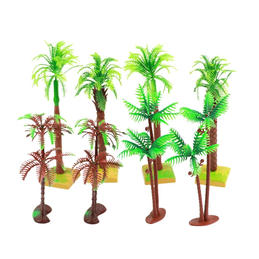 8PCS Simulated Coconut Tree Model Cake Ornament Miniature Landscape Decor Creative Sand Table Model for Home Store Backdrop