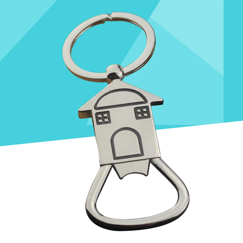 2pcs House Shape Metal Keyrings Unique Bottle Openers Wine Beer Opener Pendant Keychain Creative Gift (Silver)