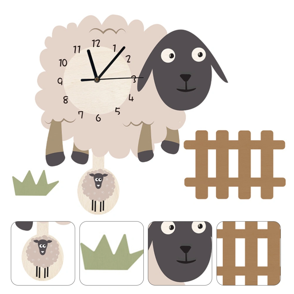 Creative Cartoon Swinging Wall Clock Nordic Artistic Clock Lovely Sheep Clock