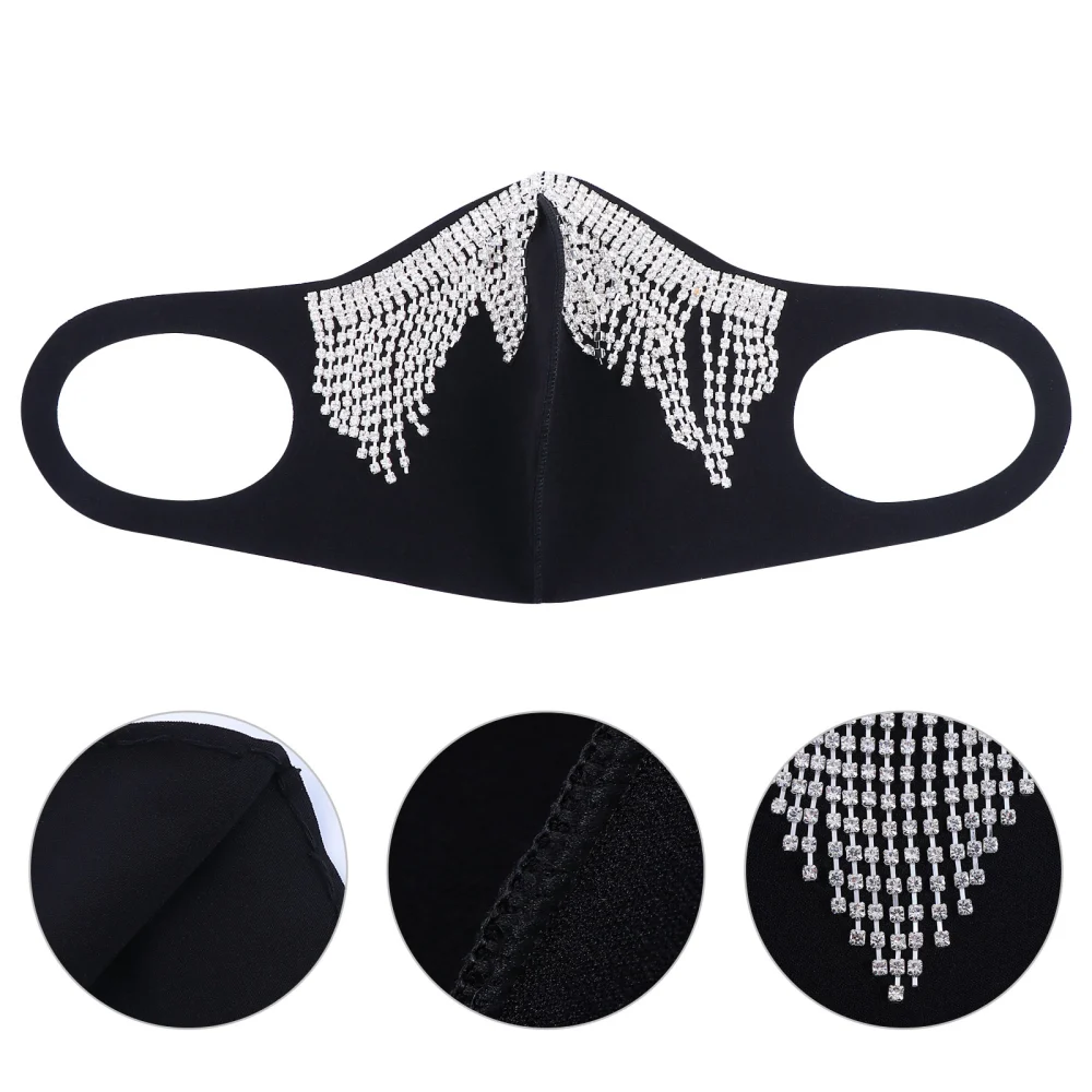 1 Pc Cotton Dust-proof Mask Fashion Shinny Crystal Tassel Outdoor Mask