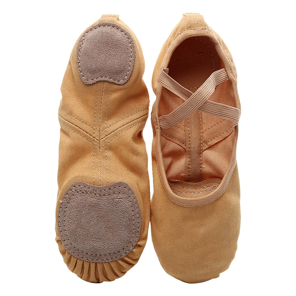 1 Pair of Women Non-slip Ballet Shoes Full Stretch Sole Shoes Professional Dancing Shoes for Adults Practice Professional Performance (Camel, Size 38)