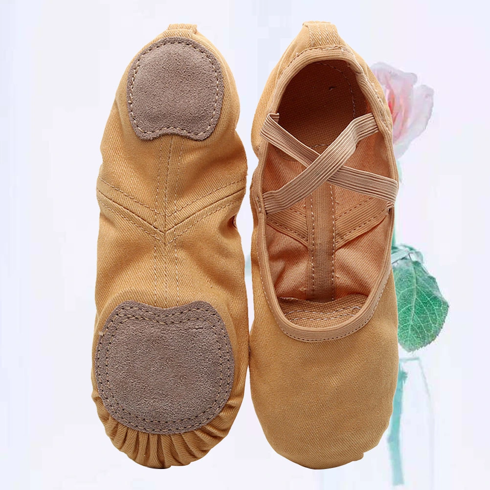 1 Pair of Women Non-slip Ballet Shoes Full Stretch Sole Shoes Professional Dancing Shoes for Adults Practice Professional Performance (Camel, Size 38)