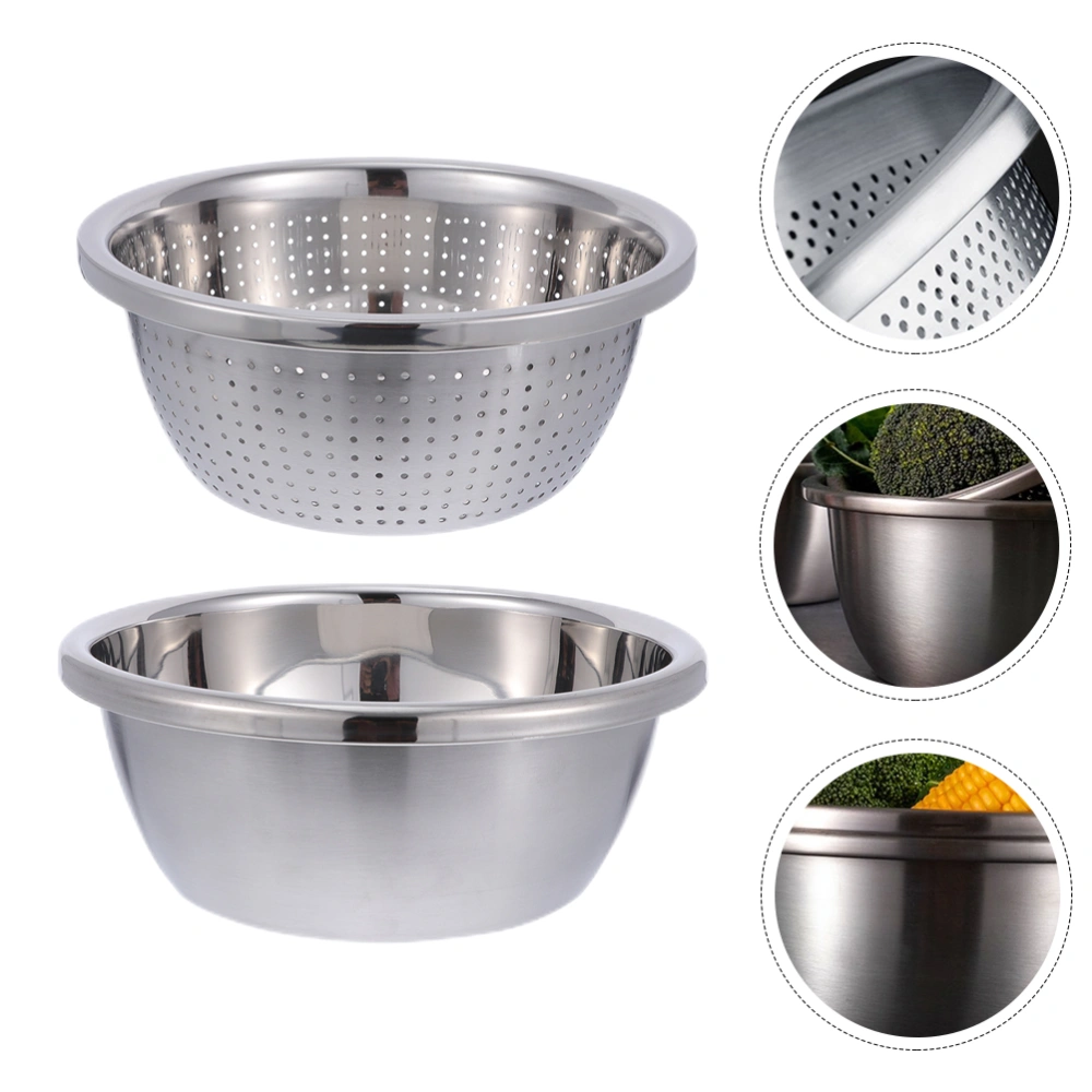 1 Set of Household Vegetable Strainer Multi-function Fruit Strainer Convenient Mixing Bowl