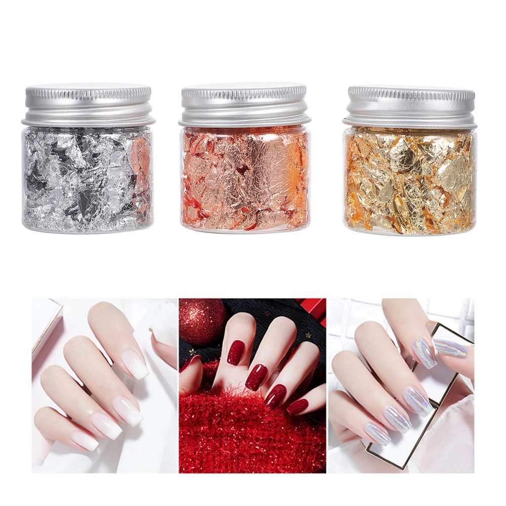 3 Bottles of Nail Glittering Foil Flakes Nail Art Sticker DIY Nail Art Supplies