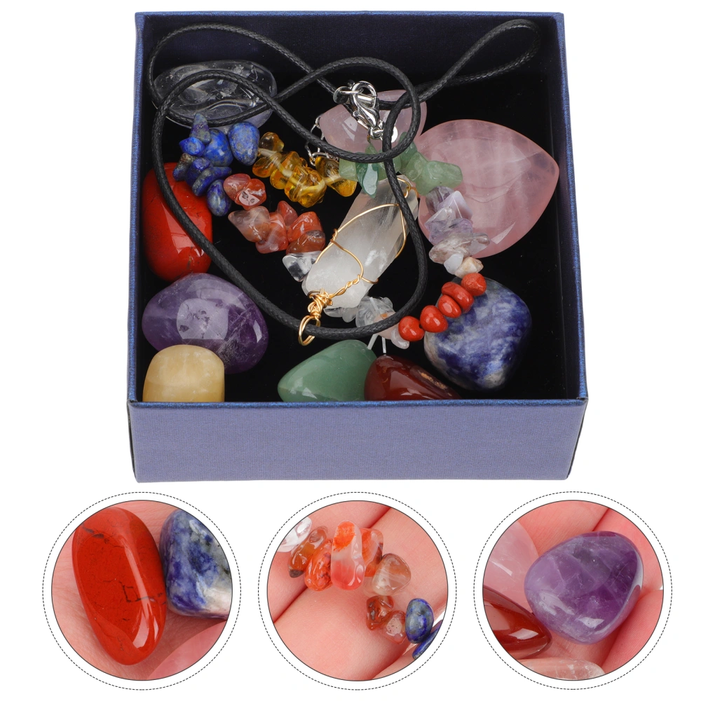 1set Seven Chakras Stone Bracelet Natural Stones Rough Stone Necklace Set