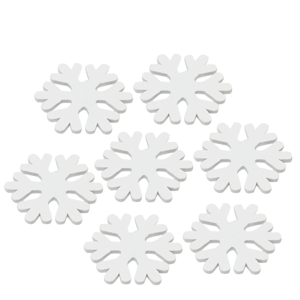 100pcs Christmas Mini Snowflake Wooden White Snow Flake Craft Christmas Decoration Supplies