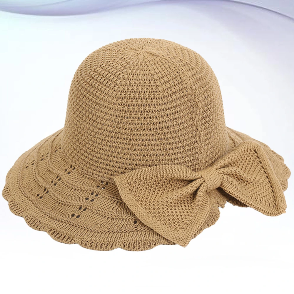 Fashion Dome Hat Creative Knitted Hat Beach Sun Block Hat Seaside Vacation Headdress (Khaki)