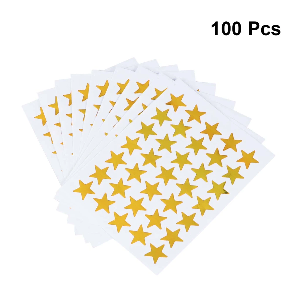 100PCS Gold Star Stickers Self-adhesive Labels Decals for Children Teachers Students Toddlers Girl Boy