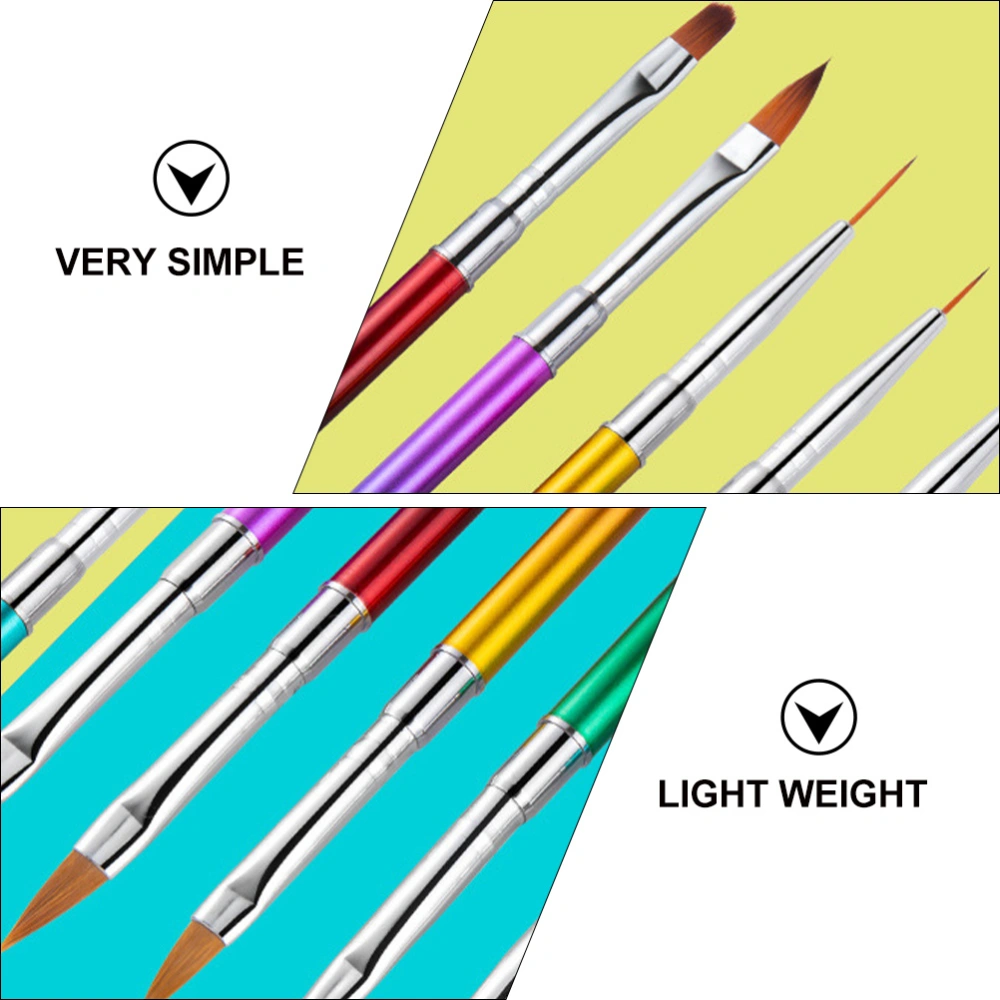 5PCS Nail Art Pen Set Double-ended Point Drill Pen UV Gel Pen Color Drawing Pen