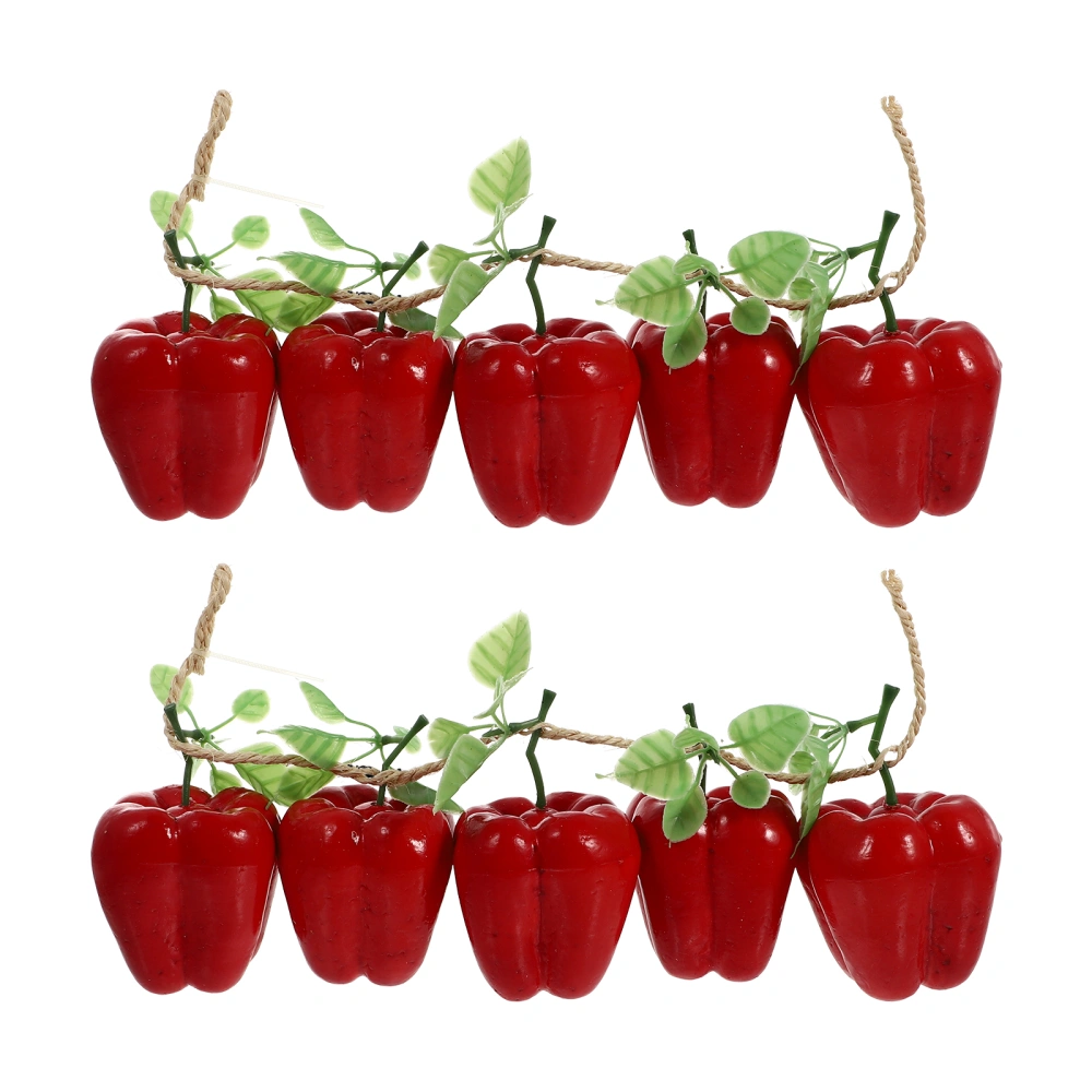 1pc Simulated Vegetable String Red Pepper Hanging Yard Decorations for Home