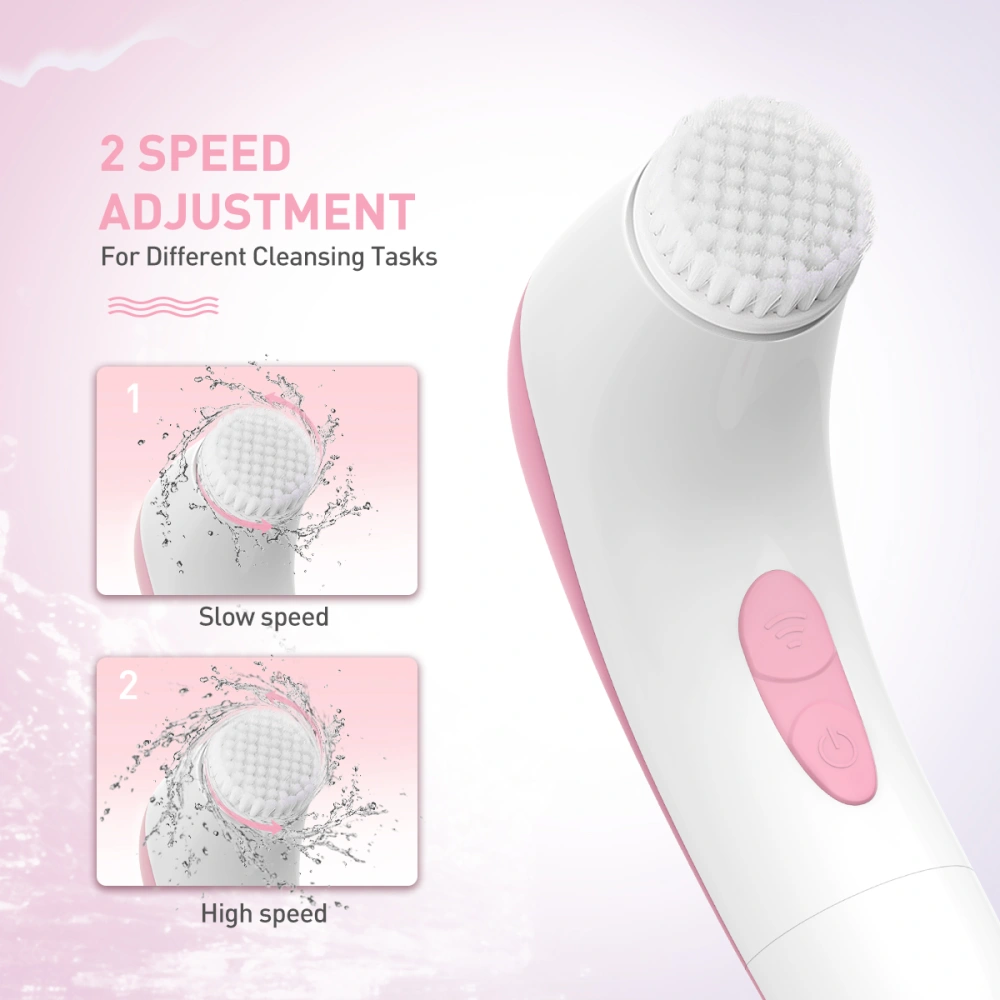 ETEREAUTY E010106 4-in-1 Travel-sized Electric Facial Cleaning Brush Skin Care Electric Brush Skin Care Massager (Pink)