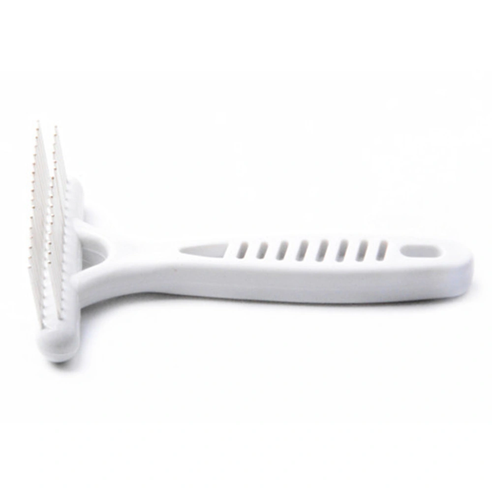 Double Rows Plastic Pet Dog Cat Slicker Brush Stainless Steel Grooming Comb for Dogs Puppy Cats (White)