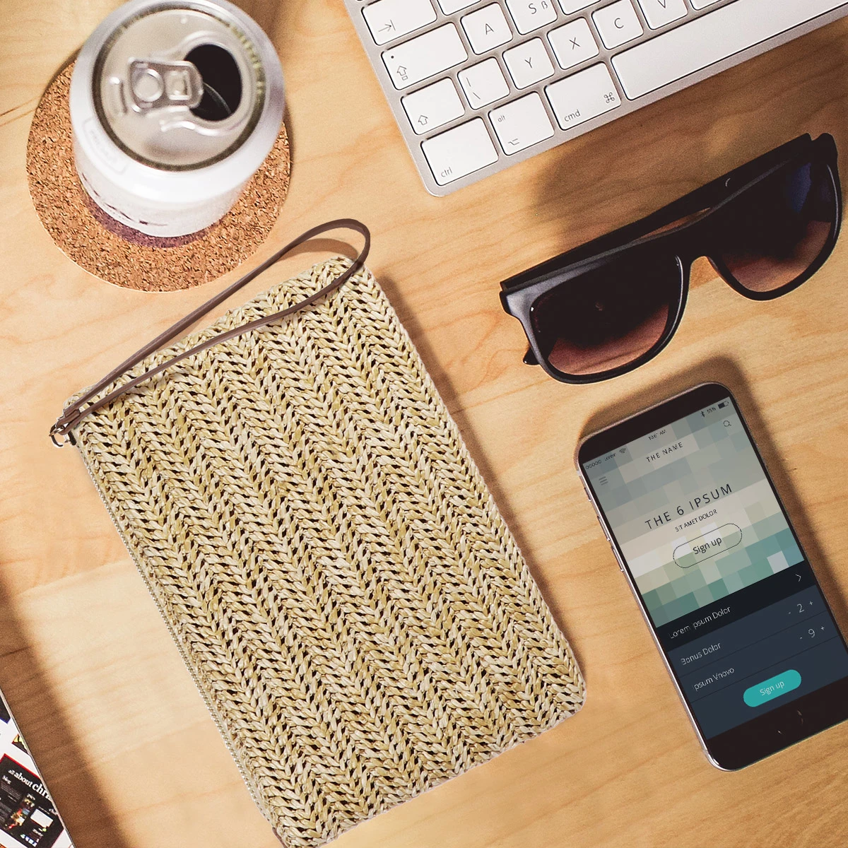 FENICAL Straw Zipper Clutch Bag Bohemian Wristlet Women Summer Beach Purse and Handbag