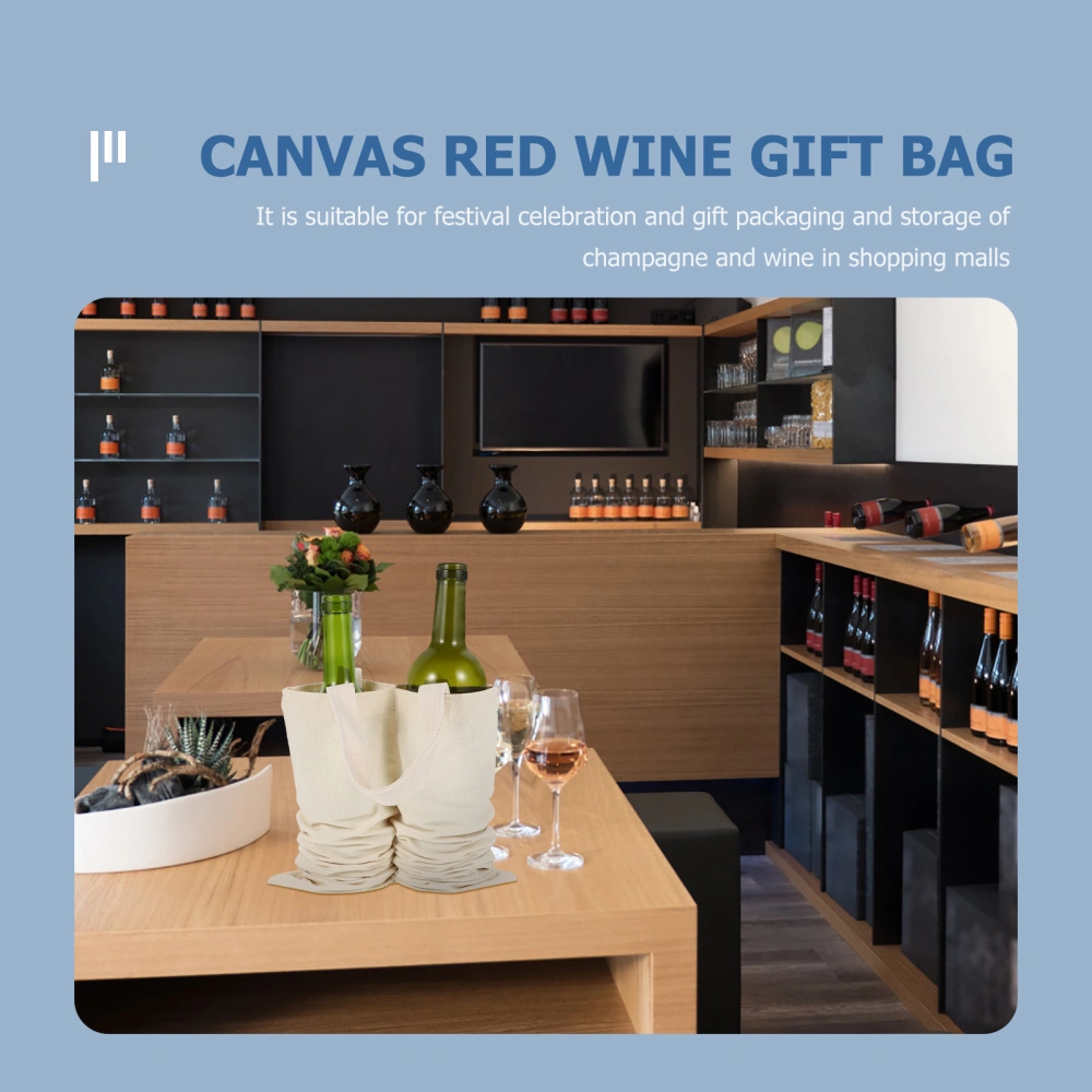 2pcs Portable Red Wine Bag Canvas Wine Packaging Bag Durable Wine Pouch