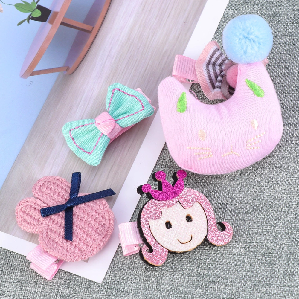 5pcs Cartoon Cloth Art Side Clip Fabrics Hairpin Hairclips Headdress Headwear for Children Kids (Cat)