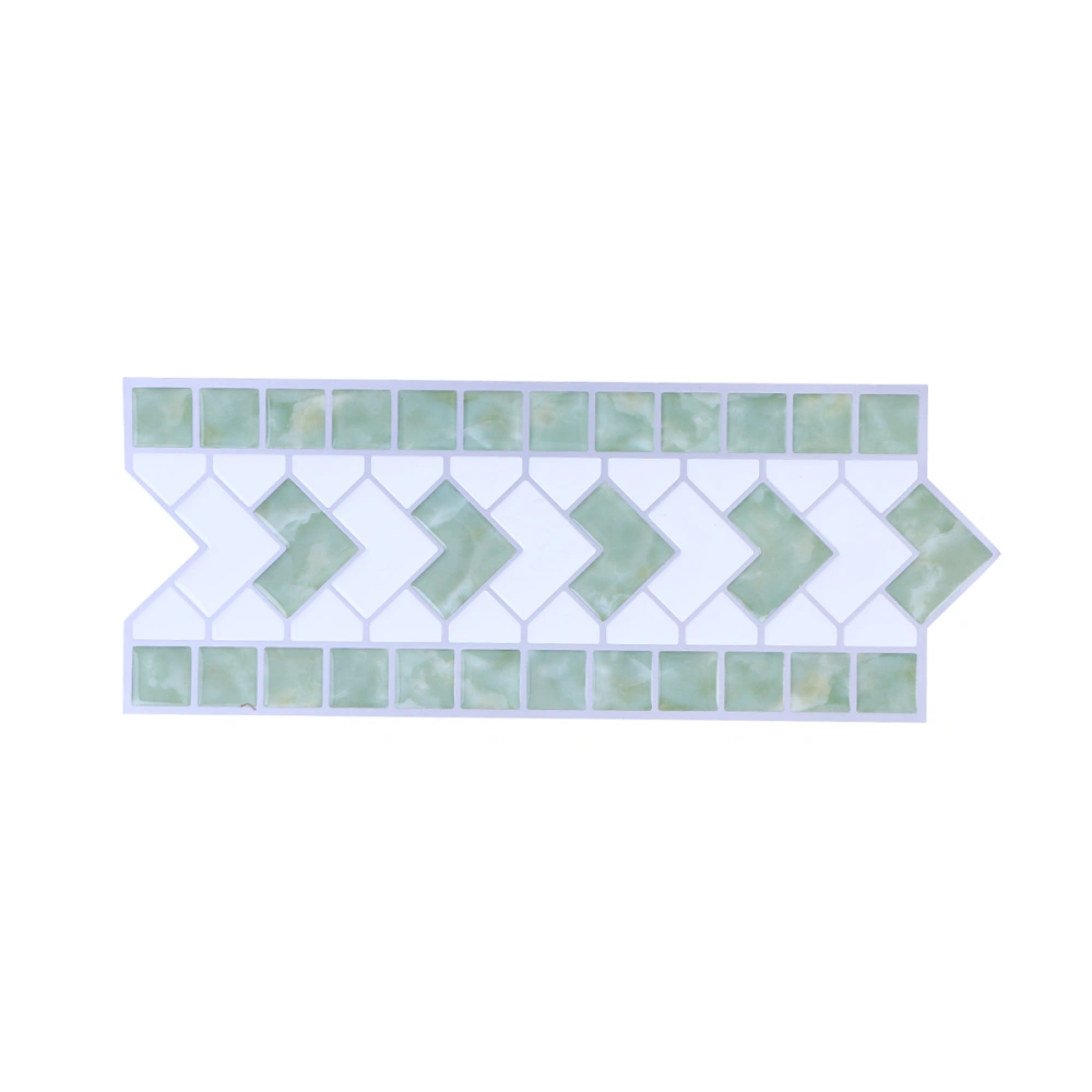 Tiles Sticker Waist Line Wall Decor Waterproof Self Adhesive PVC Wallpaper Border Porcelain Stickers for Living Room Bathroom Kitchen (White and Green)