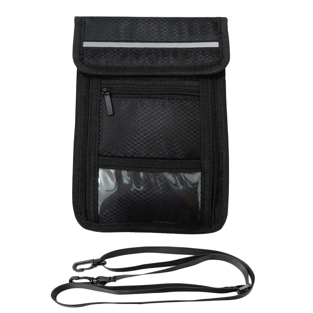 Waterproof Hanging Passport Holder Wallet Multifunctional Portable Bag for Certificate Ticket Money Pouch for Travel (Black)