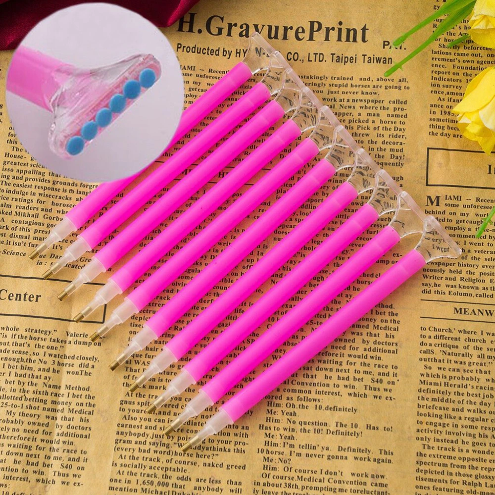 10pcs Efficient Beads Painting Tool Pen Cross Stitch DIY Tools Dual End Embroidery Pen(6-bead)