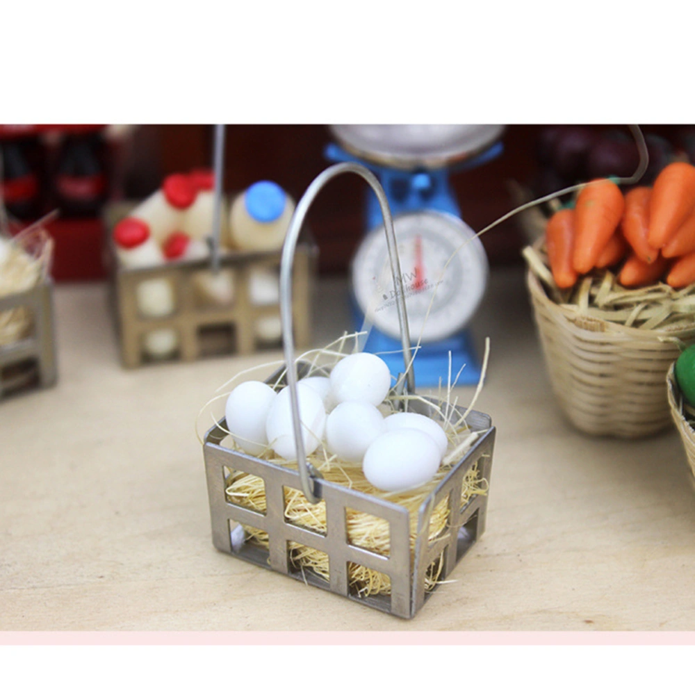 8pcs Mini House Accessories Mini Metal Basket Household Adornment Miniature Basket Model for Kids Children