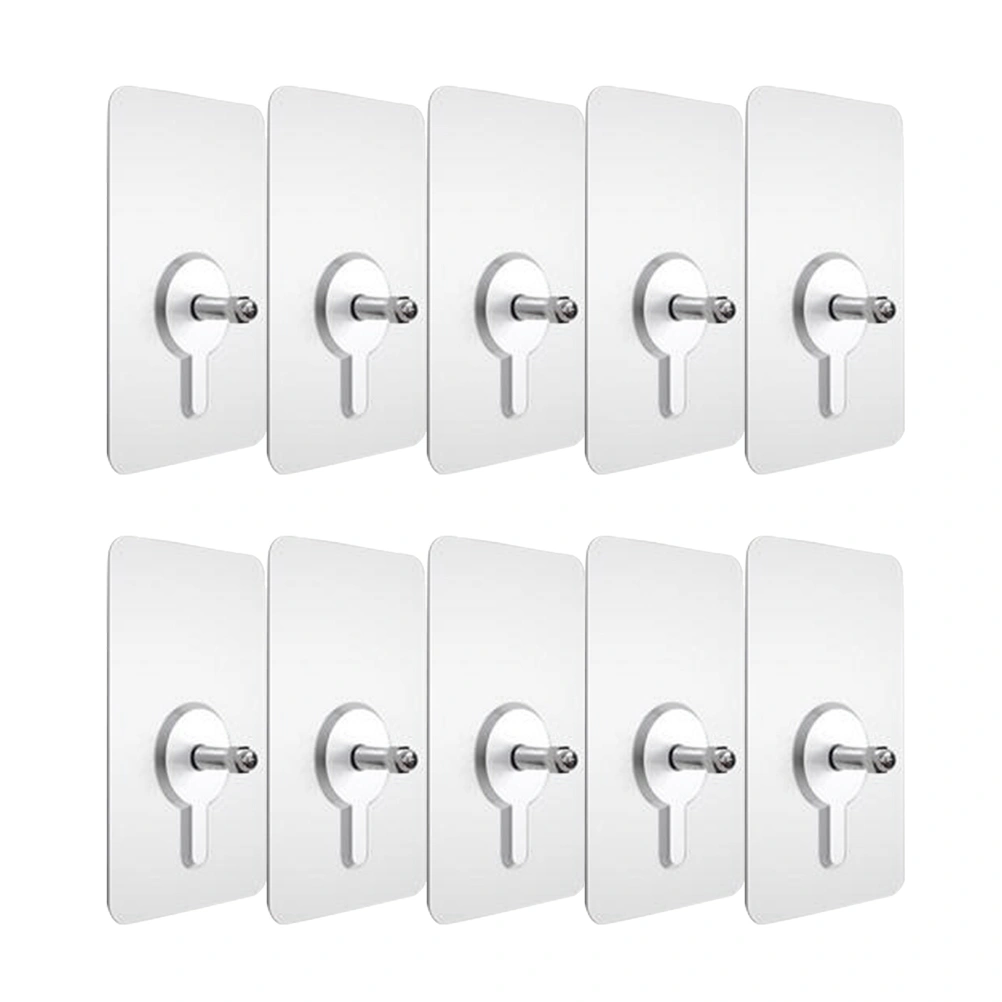 10pcs Punch-free Non-marking Screw Stickers Wall Picture Hook Invisible Traceless Hardwall Drywall Picture Hanging Kit for Picture Photo Frame Hanging (5.7x5.7cm Thick Sticker Exposed 8mm)