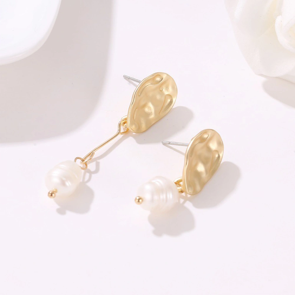 Pearl Decor Ear Stud Simple Irregular Fashionable Long Eardrop Earrings for Women Mother Friend Lover