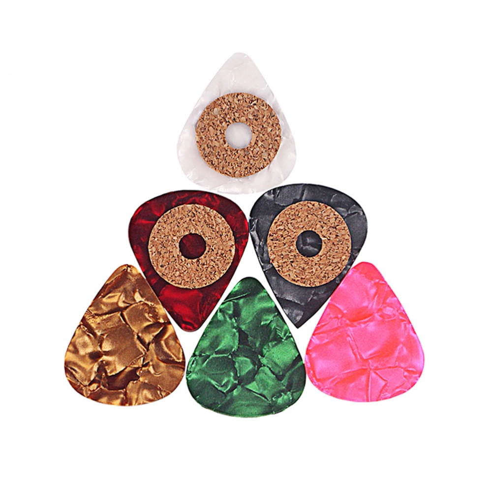 6pcs Guitar Picks Colorful Non-slip Grip Cork Tape Guitar Picks for Guitar Bass Ukulele Mandolin Banjo (0.9mm)