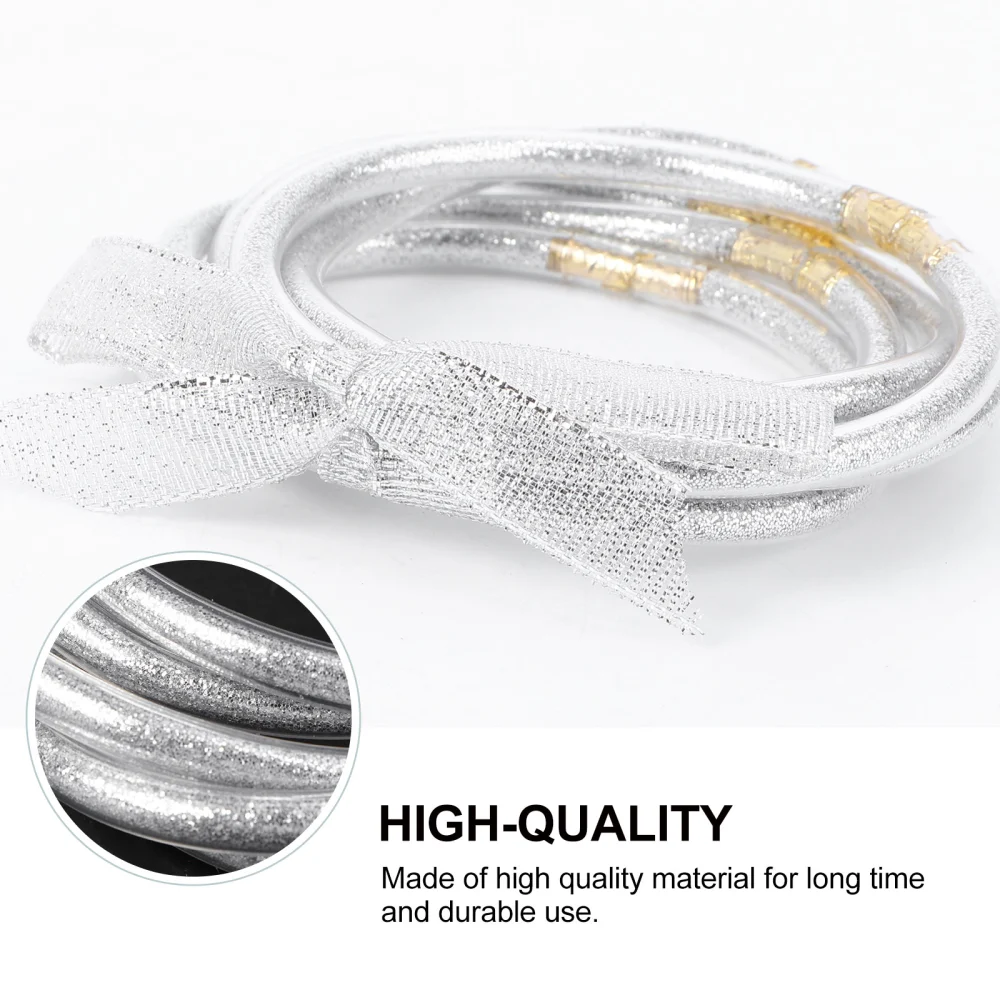 1Pc Glitter Transparent Tube Wristband Ribbon Bracelet Christmas Hand Ornament