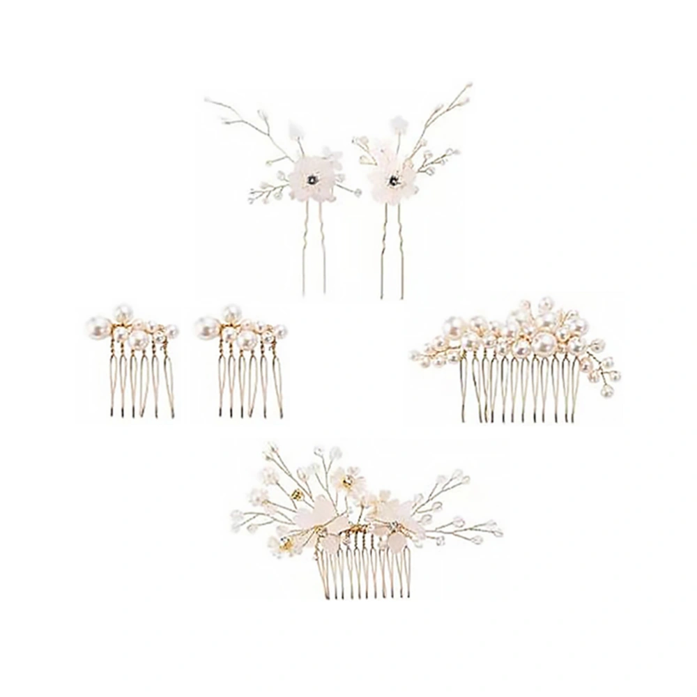 6pcs Hair Side Combs Pearl Flower Hair Combs Bridal Wedding Pearl Headpieces