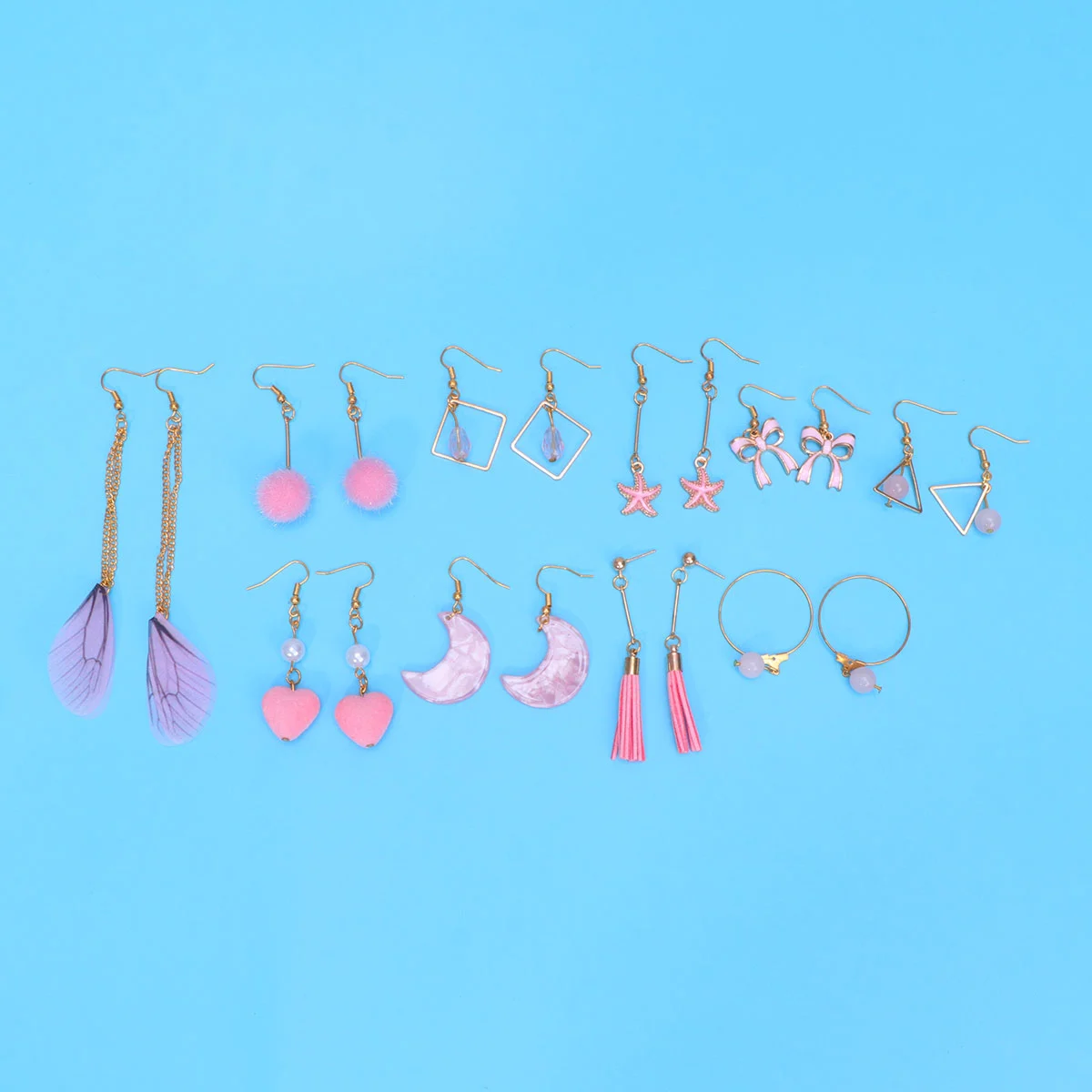 1 Set of DIY Earring Material Bag Handmade Ear Drop Set Ear Stud Accessories Kit Pink