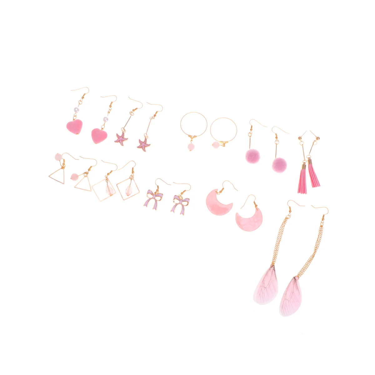 1 Set of DIY Earring Material Bag Handmade Ear Drop Set Ear Stud Accessories Kit Pink