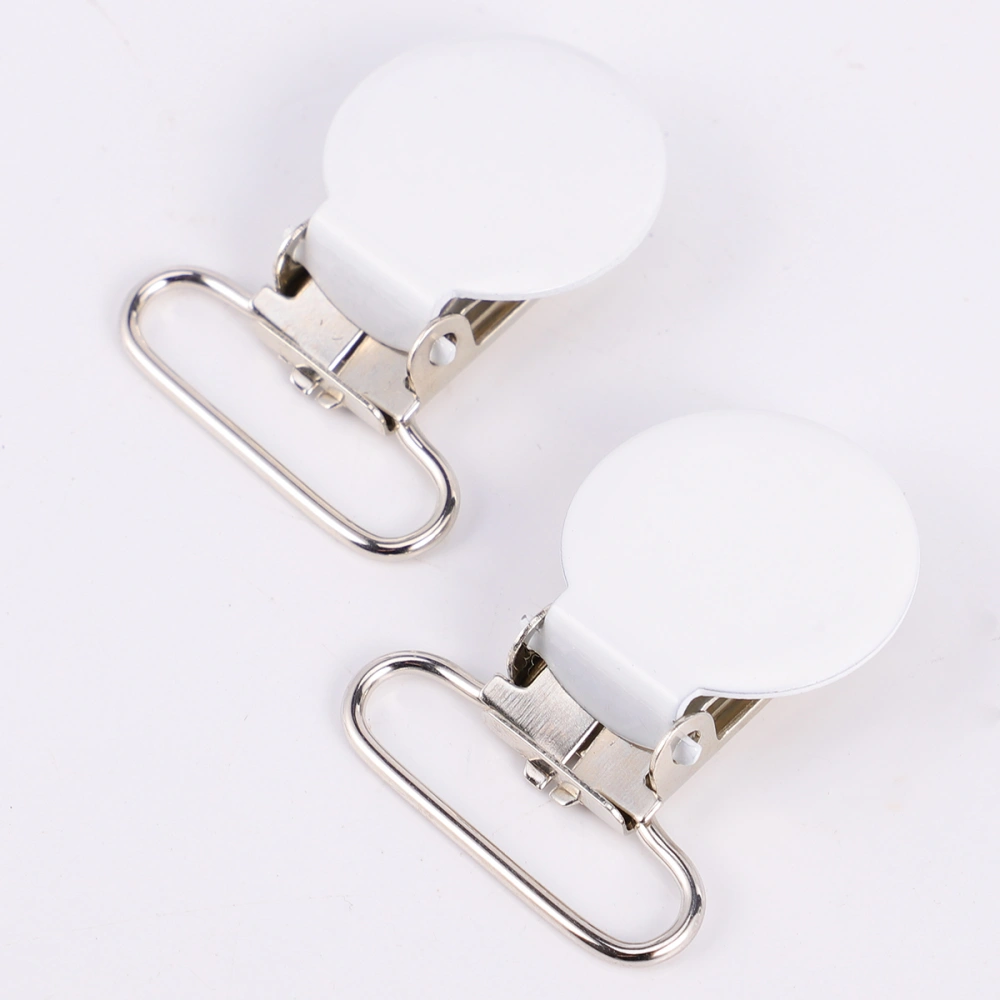 10pcs Pacifier Suspender Clips Holders Round Metal Pacifier Clips Buckle Clips Sewing Tools for Men Women (White)