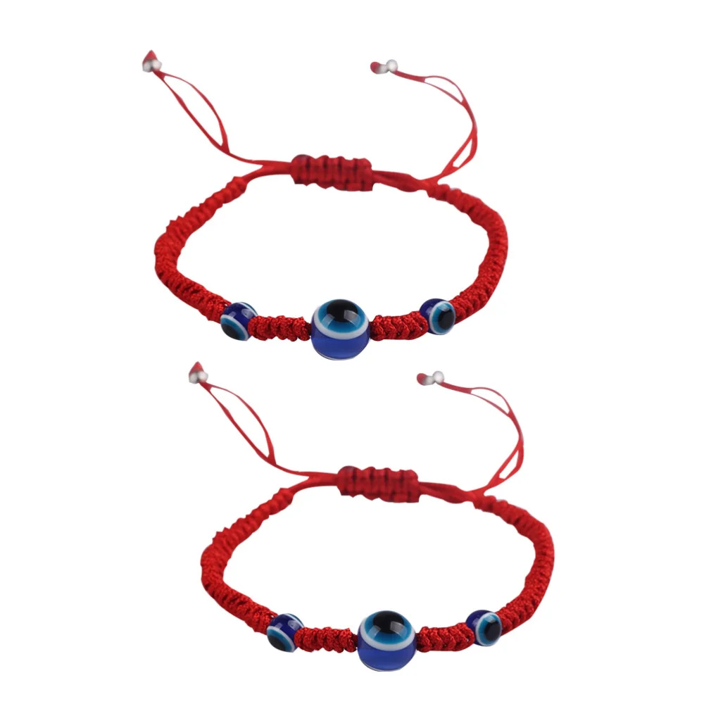 2PCS Oriental Stye Red Rope Bracelet Woven Bracelet Hand-knitted Bracelet Practical Women Decoration Tool Red