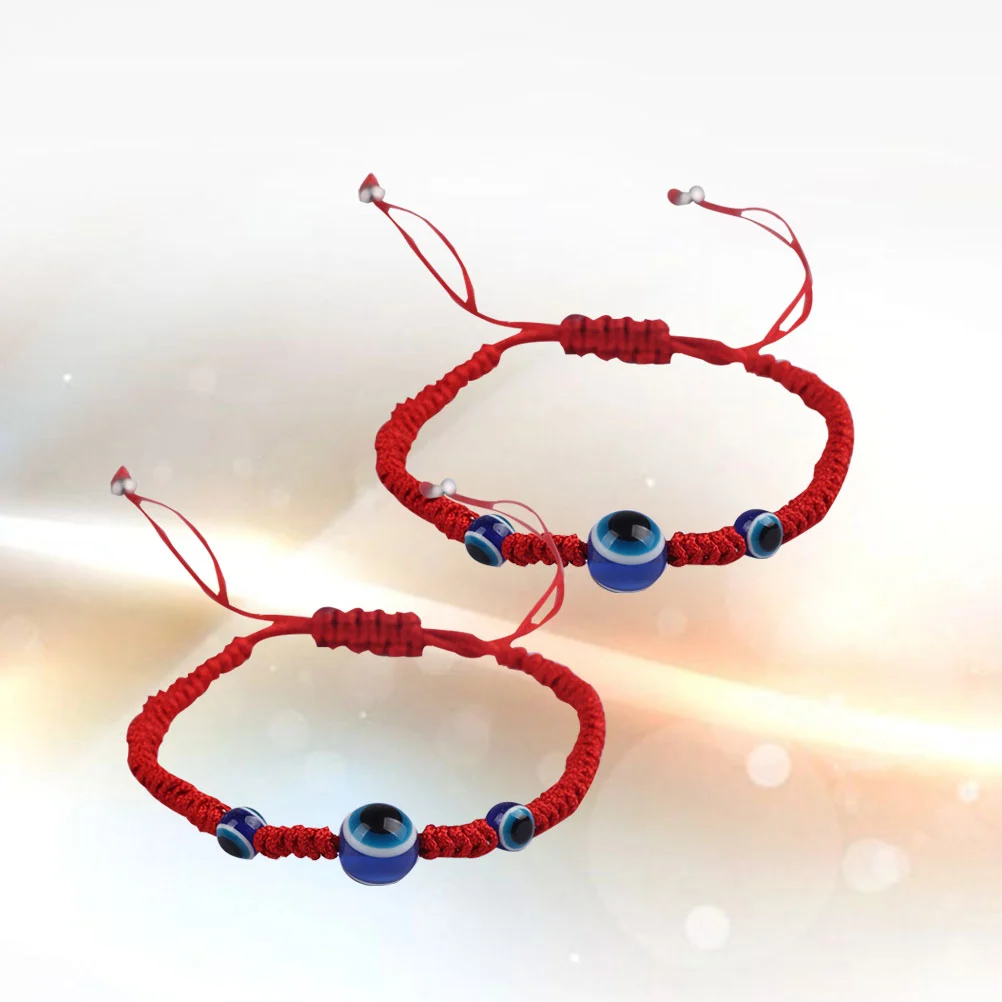 2PCS Oriental Stye Red Rope Bracelet Woven Bracelet Hand-knitted Bracelet Practical Women Decoration Tool Red