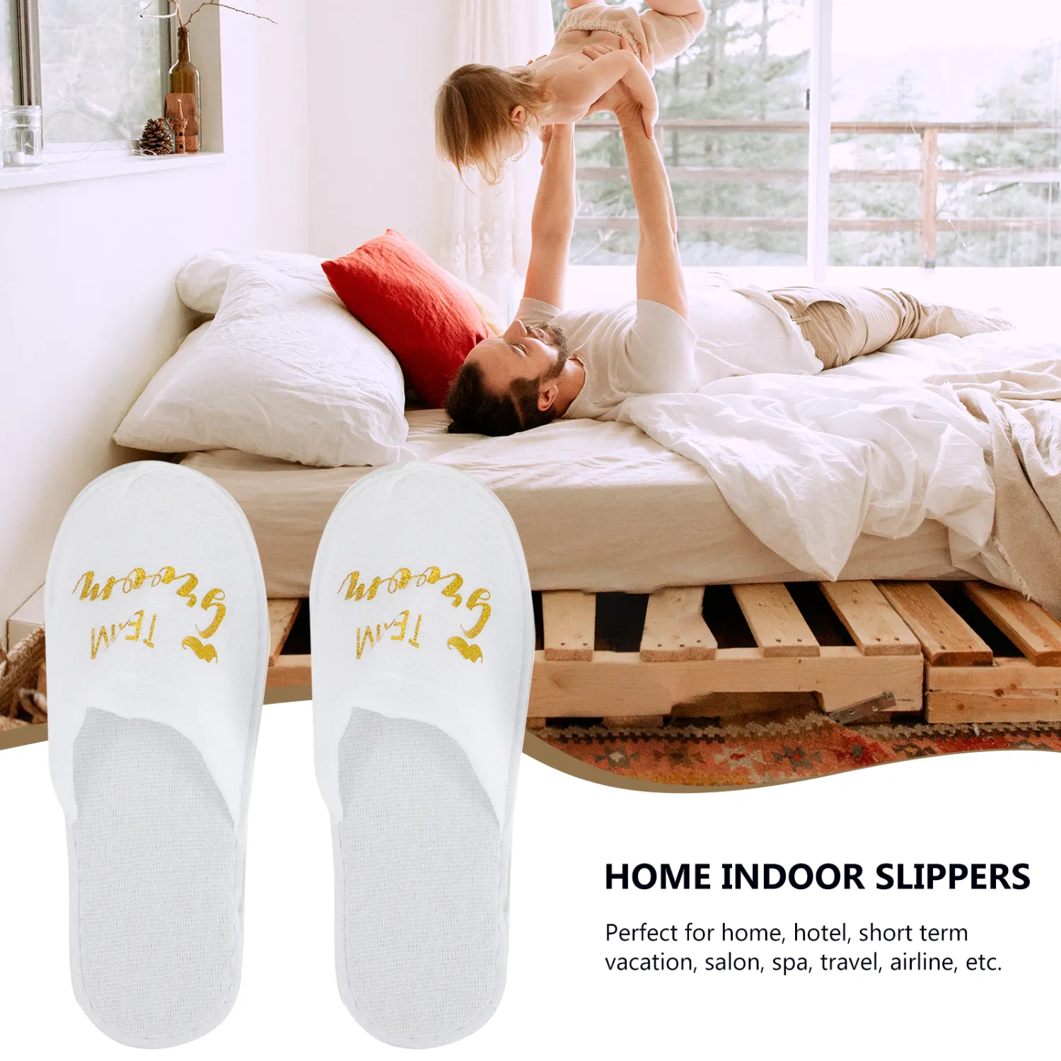 2 Pairs Practical Wedding Slippers Hotel Footwear Slippers Disposable Cloth Slippers