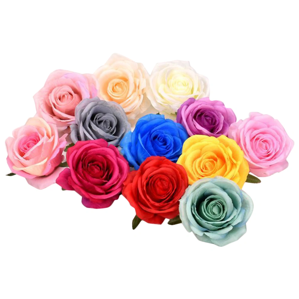 10 Pcs 1 Set Romantic Silk Cloth Simulated Roses Exquisite Fake Rose Flowers