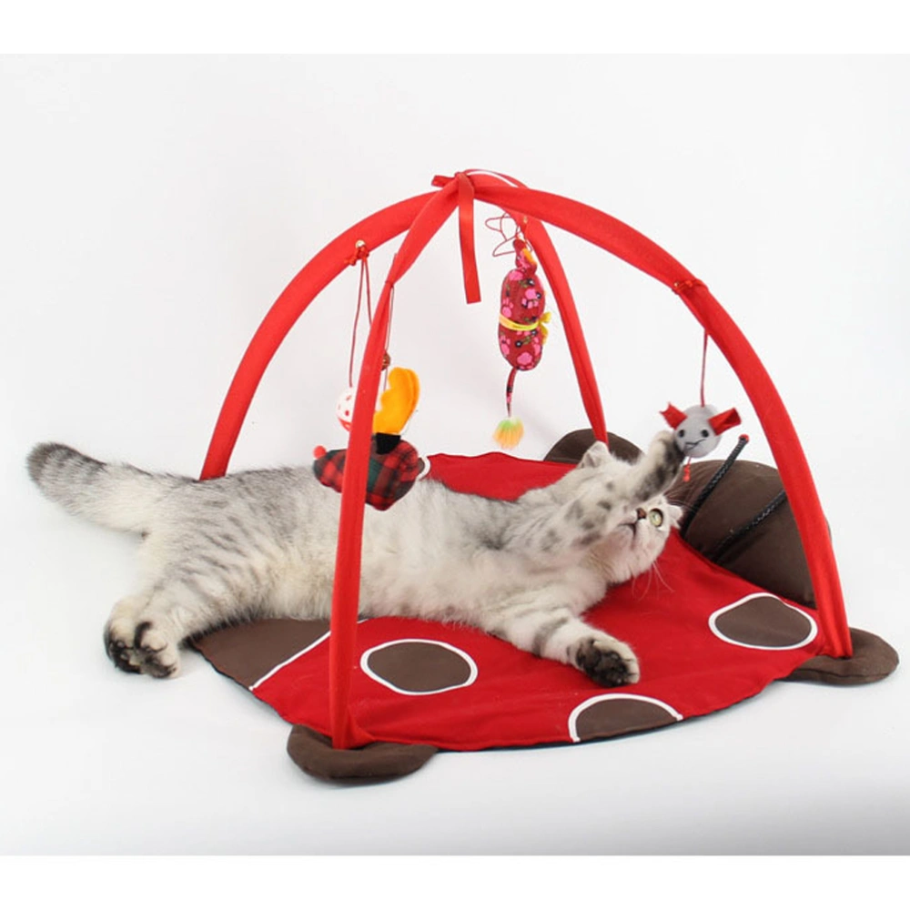 Pet Dog Cat Multifunctional Playing Tent Toys Foldable Activity Pet Bed House (Ladybird)